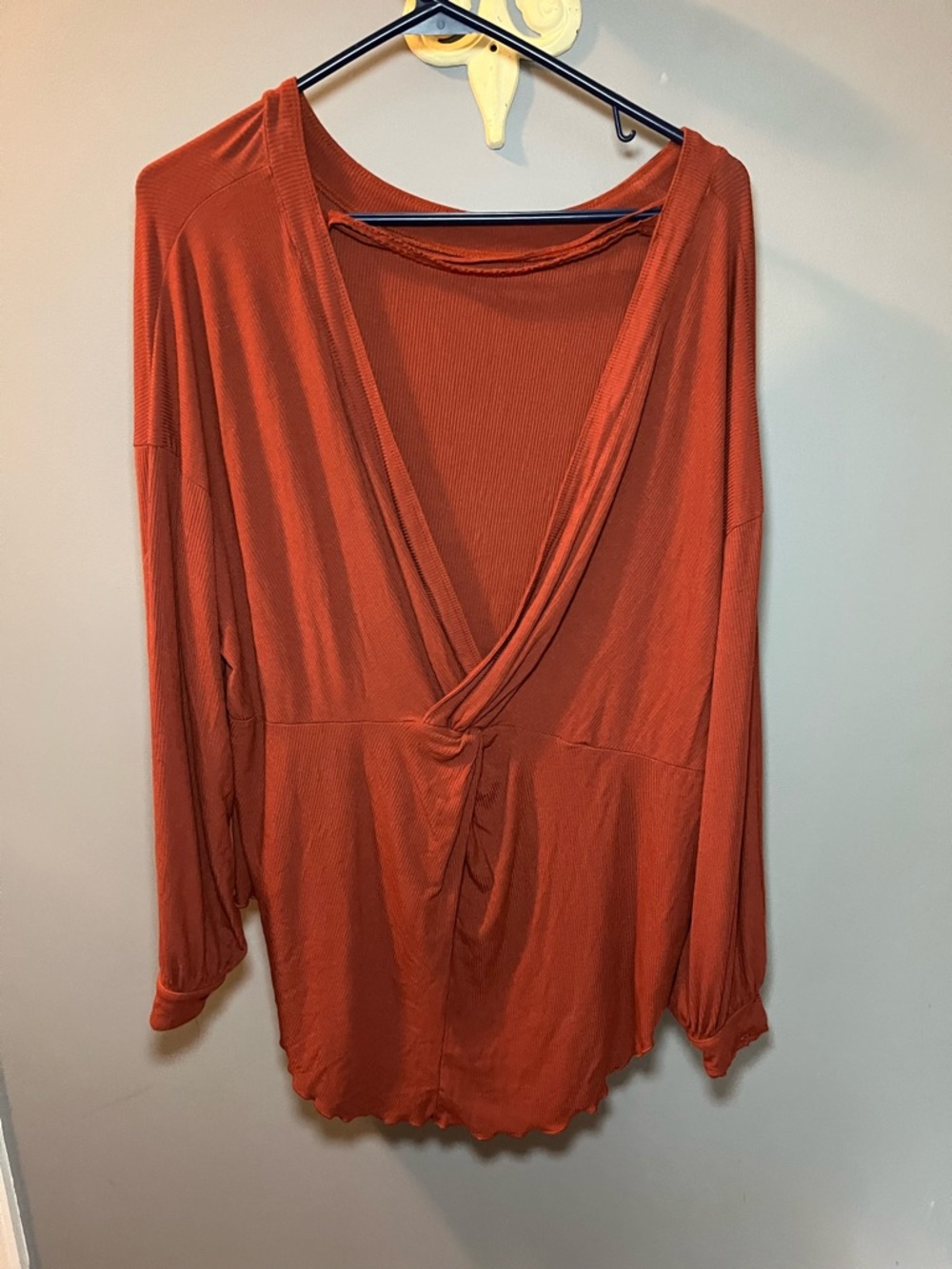 Free People Rust Orange Wrap-Style Long Sleeve Tunic OverSized